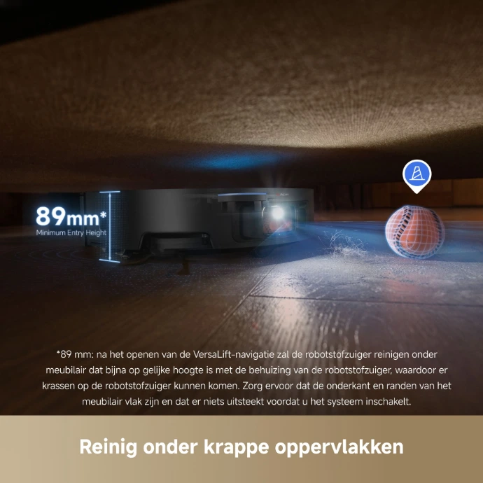 Schoonmaken onder laag meubilair